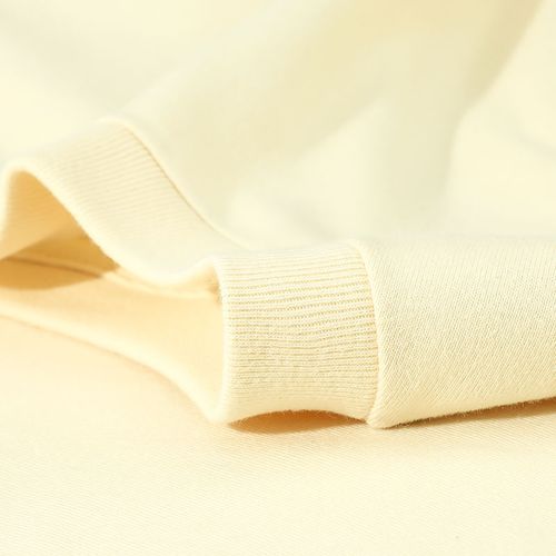 250g重磅杏色长袖纯棉米白色奶油杏米黄宽松圆领t恤打底上衣女秋