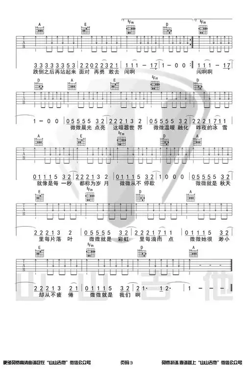 《微微吉他谱》_傅如乔_b调_吉他图片谱3张 图3