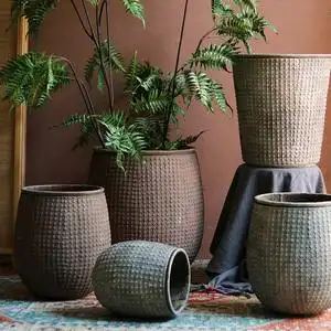 复古落地水泥花盆大号室内户外花园庭院大口径绿植盆器盆栽中式