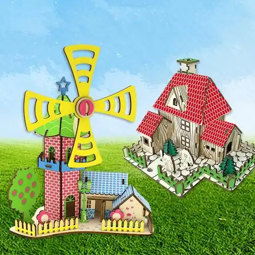 儿童益智手工diy拼装小屋模型玩具冰雪城堡3d立体拼图女孩子礼物