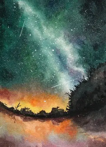 41极光 水彩 壁纸 背景 星空 夜空 美光影~星空丁j该采集也在以下画板