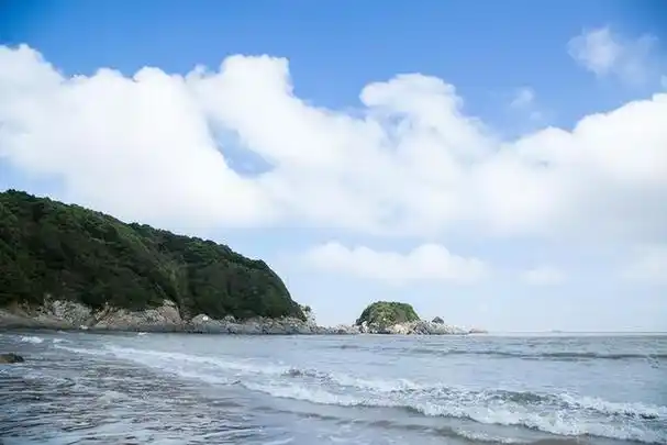 8月7日,浙江舟山,东沙群岛的海滩上,不少游客前来看海,当天的风浪比较