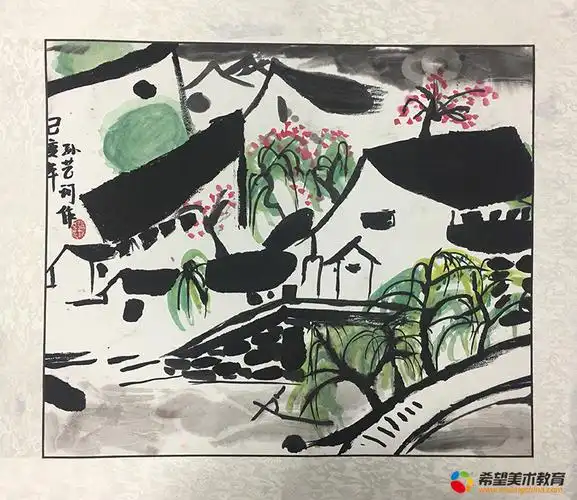 水墨丹青栩栩如生的意境美-希望美术少儿水墨画作品欣赏