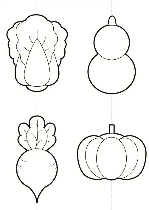 蔬菜篇手工剪纸可打印对折剪纸幼儿园剪纸