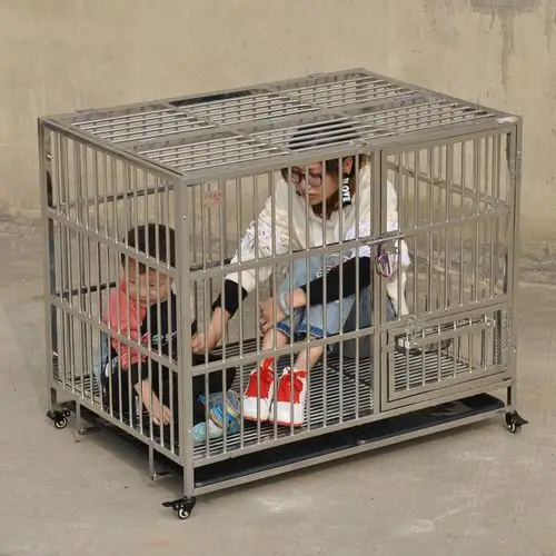 一折不锈钢狗笼_包邮顶面折叠组装不锈钢狗笼大型犬特大号笼子阿拉