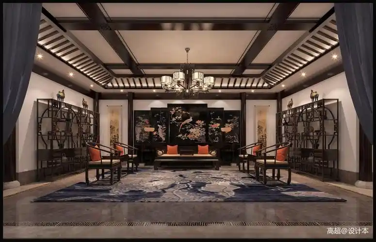四合院客厅客厅中式现代1280m05别墅豪宅设计图片赏析--土巴兔装修