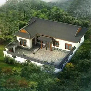 a712一层小型四合院中式农村新款别墅设计图纸带院子自建房效果图