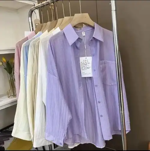 夏季粉色薄款防晒衬衫女外搭罩衫莫兰迪宽松慵懒开衫衬衣外套上衣