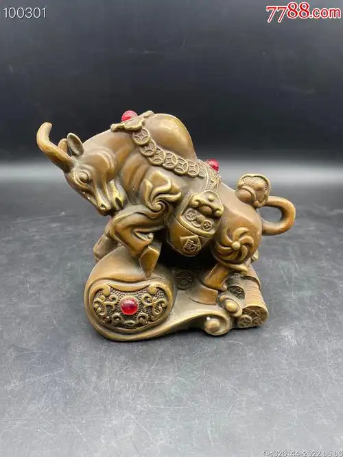 精工精铜打造铜牛摆件牛气冲天_价格158元【亿聚祥民俗老物件】_第1张