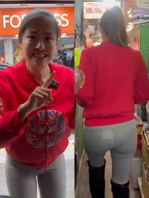 原创洪金宝儿媳疑怀三胎穿瑜伽裤出街下身勒痕明显网友直呼好尴尬