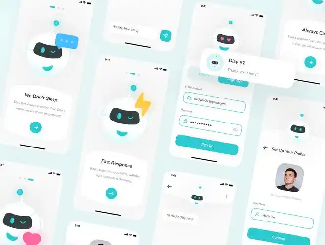 小咖下午茶:高质量机器人聊天app应用程序 ui 套件 – 设计小咖