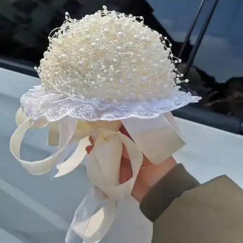 结婚婚礼珍珠手工新娘手捧花珠链手捧高端定制成品发婚纱拍照道具
