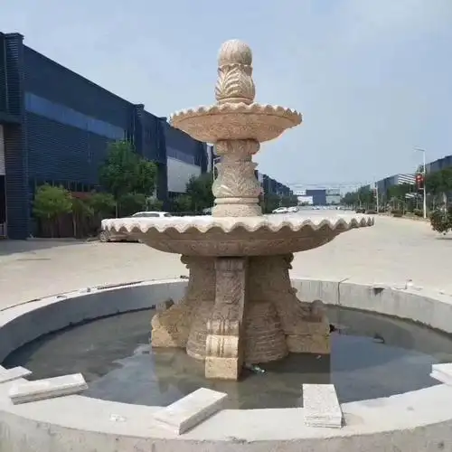 多红雕塑 晚霞红大理石欧式大型石雕喷泉 户外庭院别墅花园室内 水景