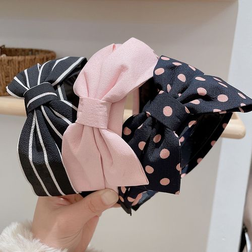 韩国百搭甜美布艺大蝴蝶结发箍带齿宽边简约防滑头箍发卡头饰包邮
