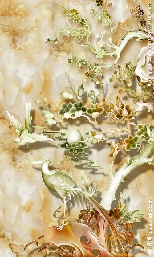 浮雕玄关花鸟图片