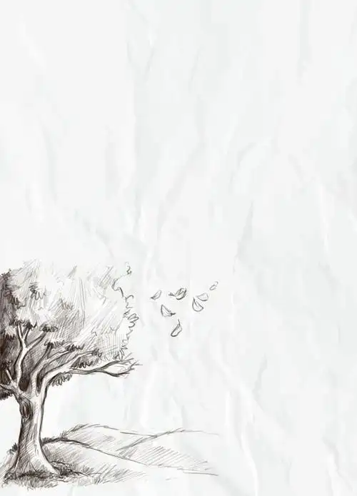 矢量纸张皱纹素描树木背景