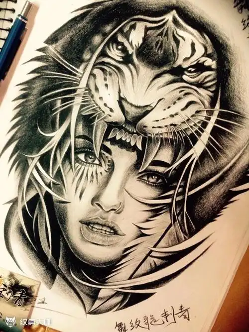 印第安美女_纹身图案手稿图片_ 大余的纹身作品集