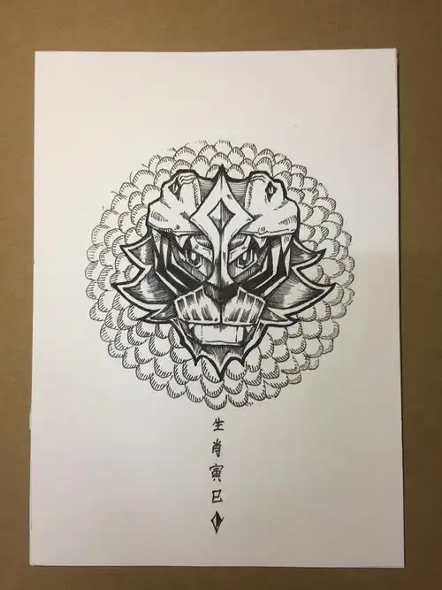 十二生肖融合机械插画图案设计