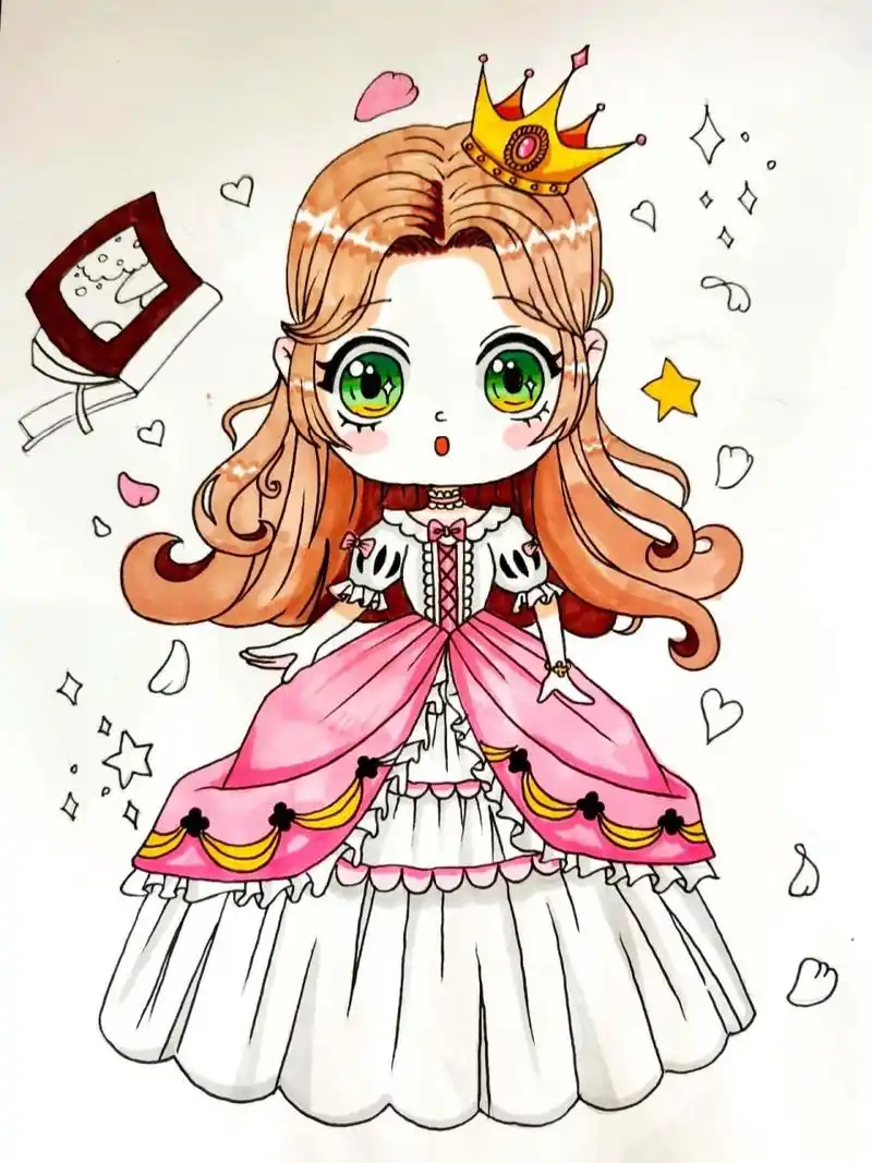 漂亮的《公主》儿童画漫画 每个女孩都有一个公主梦,快来设计你梦中的