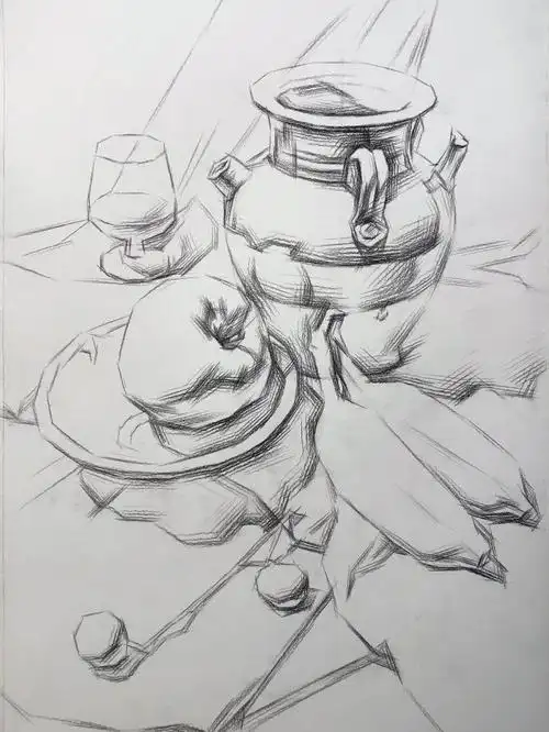 素描瓷罐组合静物步骤