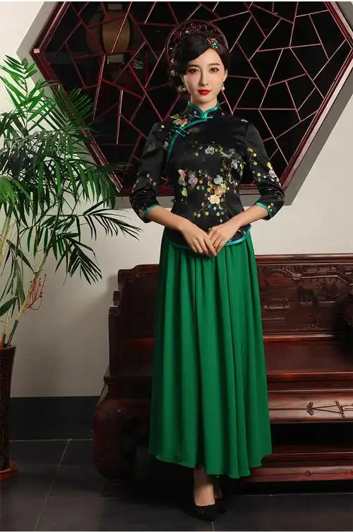 雀之恋 2017春夏新款复古改良盘扣旗袍上衣 传统中式唐装上衣女qc1402