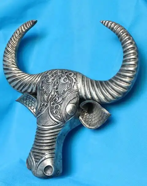 (贵州印象)苗族银饰纯手工制作 民族特色牛头工艺品批发