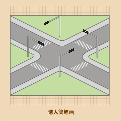 十字路口斑马线俯视图简笔画