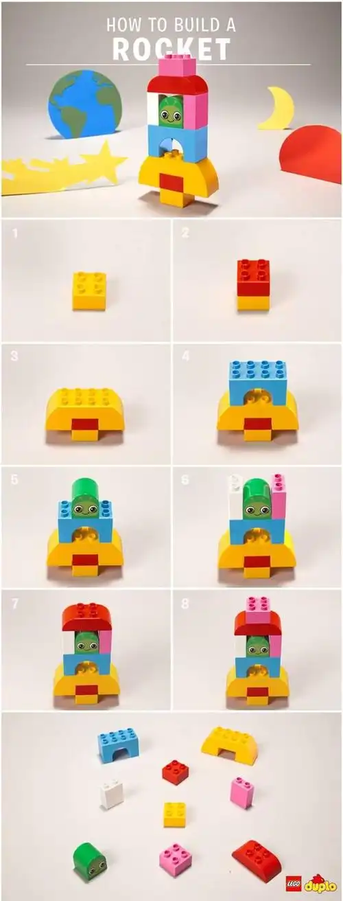 小朋友快来试试吧~其实,还有很多简单的乐高基础块拼搭造型哦,小朋友