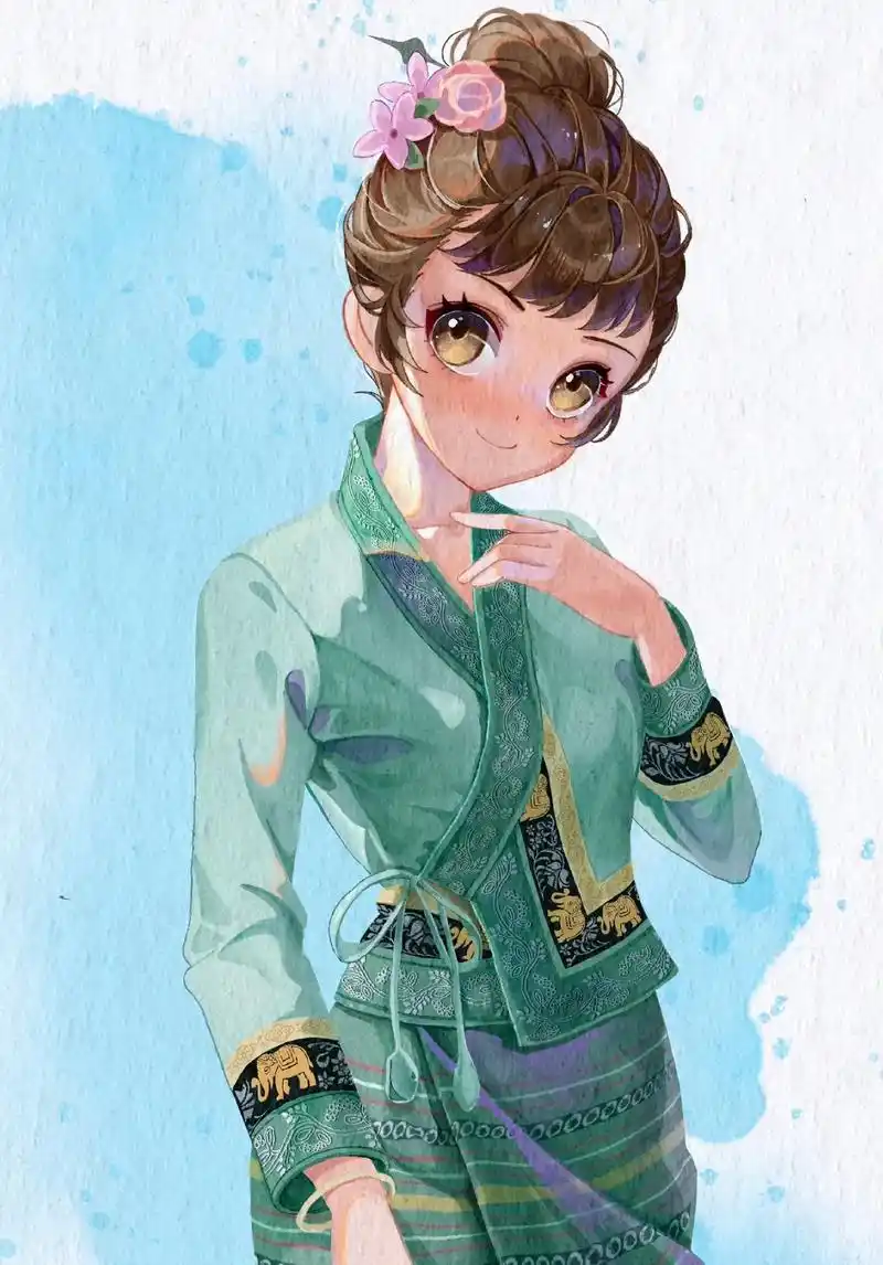 当女娲穿五十六民族服装,傣族!傣族服饰淡雅美观,既讲究实用, - 抖音