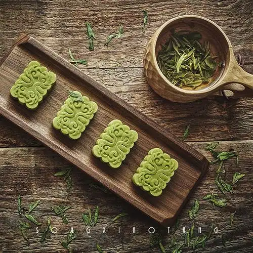一折抹茶绿豆糕 手工_新品龙井茶糕传统糕点茶点手工抹茶糕绿豆糕零食