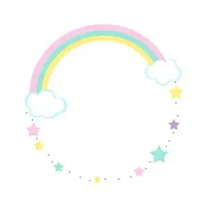 手绘卡通彩虹花边边框素材