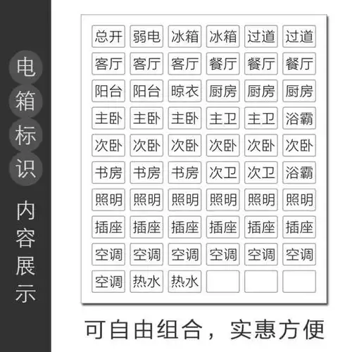 配电箱开关标识贴电表箱开关贴电源开关字贴纸总闸空气开关标签
