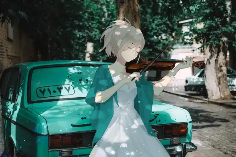 地下城与勇士女孩小提琴公园汽车4k动漫壁纸