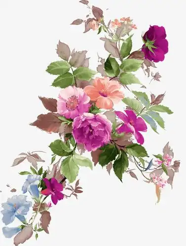 手绘花卉移门图案免抠素材免费下载_觅元素51yuansu.com