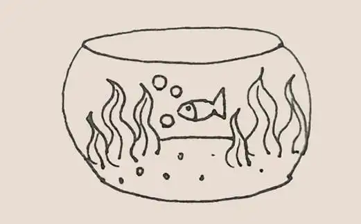 鱼缸简笔画的画法步骤教程