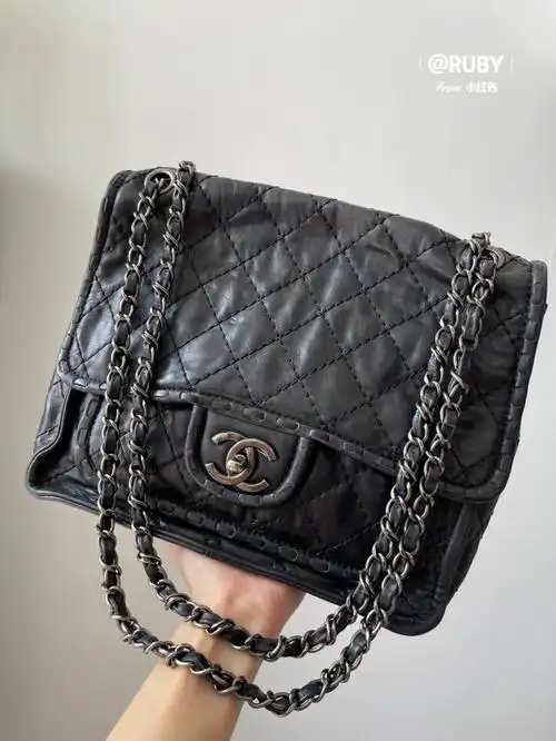 chanel做旧编织流浪邮差包vintage