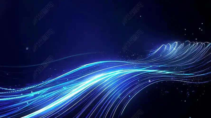 原创蓝色光线流动粒子科技背景艺术节舞台背景-版权可商用