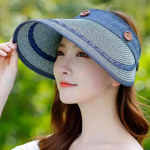 遮阳帽女夏天防晒可折叠户外骑车沙滩帽子大檐帽早春大草帽太阳帽帽子