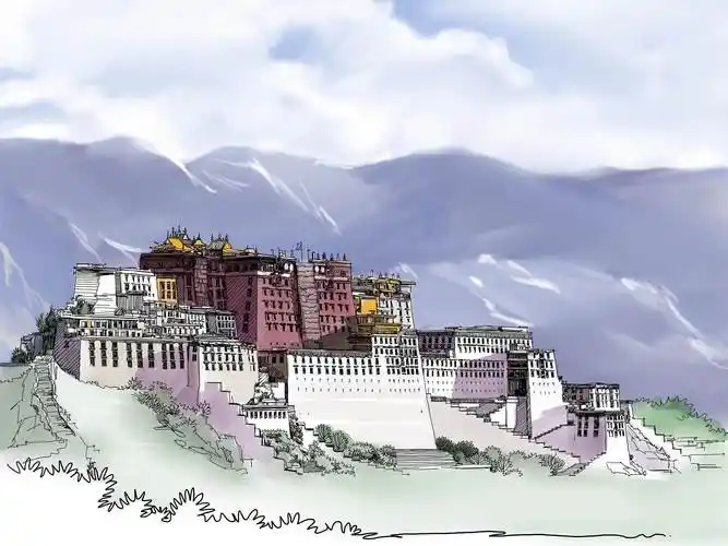 布达拉宫水粉画布达拉宫水粉画教程