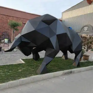 企业园林抽象华尔街牛大型玻璃钢雕塑