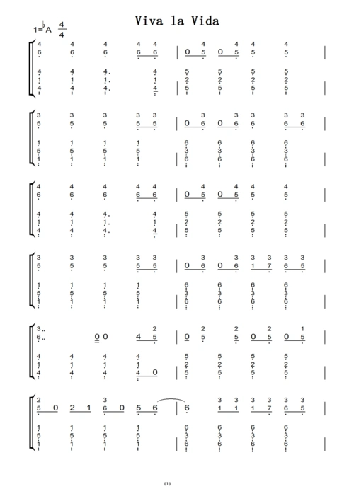 viva la vida 钢琴谱 钢琴双手简谱 钢琴简谱 钢琴简谱.pdf