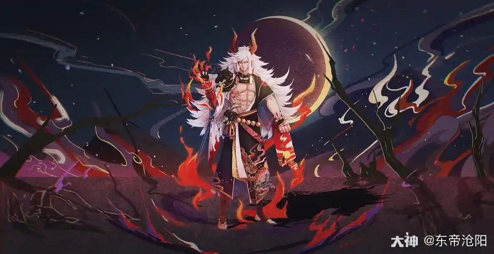 东帝沧阳:#百绘罗衣##阴阳师同人##炼狱茨木童子# 给这次设计的皮补