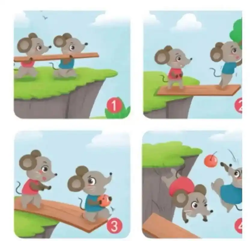 看图写话 两只老鼠摘苹果 一天,天气晴朗,阳光明媚,两只小老鼠走在路