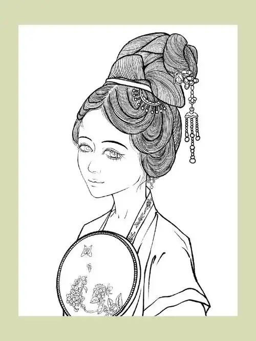 画了一个古代女生头像线稿