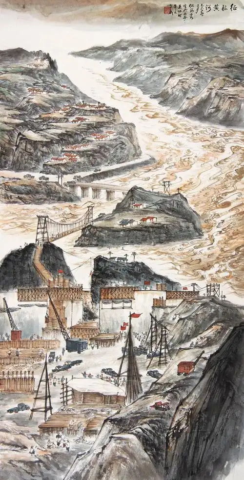 何海霞 征服黄河 镜心 纸本作品欣赏