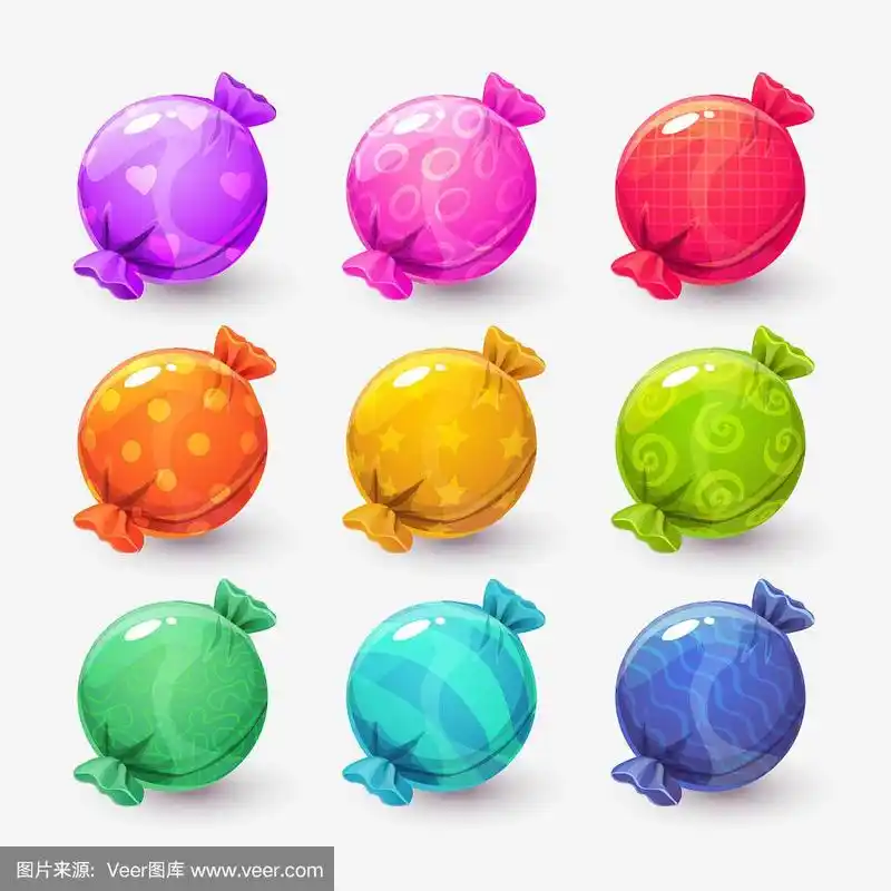 矢量可爱卡通彩色圆包装糖果