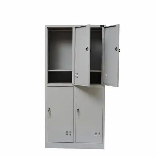 加工定制四门更衣柜储物柜 家用带锁宿舍衣柜 灰白色铁皮柜子