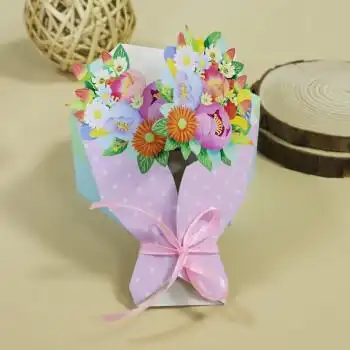 3-6岁diy创意互动亲子玩具宝宝自制手工花束节日贺卡送爸爸妈妈小礼物