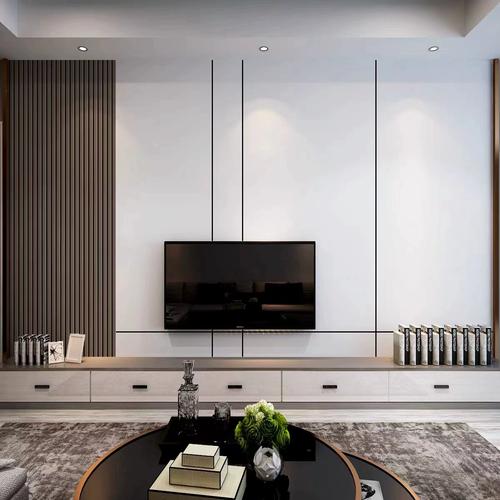 电视背景墙壁纸3d立体现代简约栅格线条装饰影视墙贴自粘2023新款