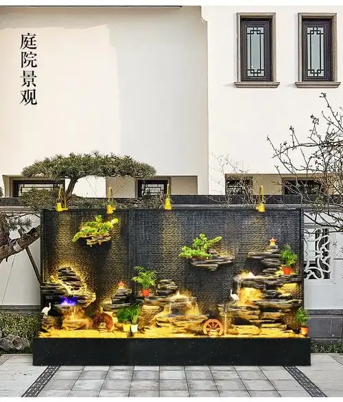 别墅庭院水幕墙流水摆件假山喷泉门店橱窗玄关装饰